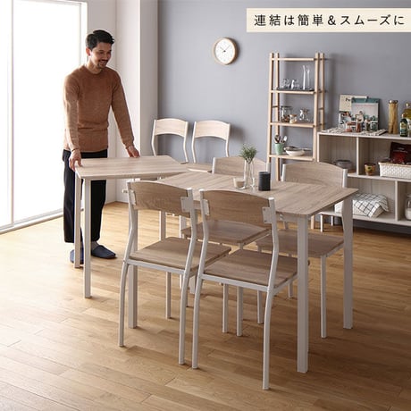ダイニング セット 8点 分割 テーブル 180cm チェア 6脚 ナチュラル ホワイト モダン シンプル 北欧 木製 スチール デザイン 6人掛けds-2375239