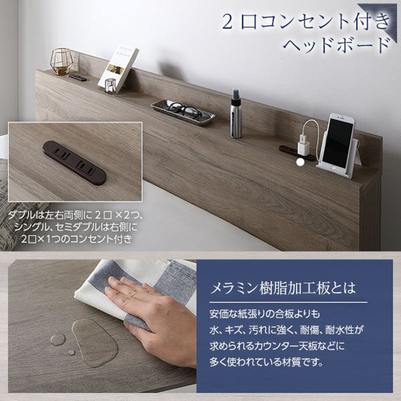ベッド ワイドキング200(S+S) ベッドフレームのみ グレージュ