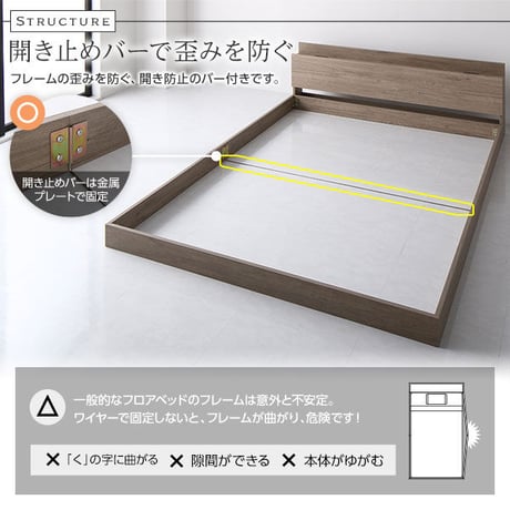 ベッド ダブル ポケットコイルマットレス付き グレージュ 低床 ロータイプ 宮付き 棚付き コンセント付き すのこ 木製ds-2423319