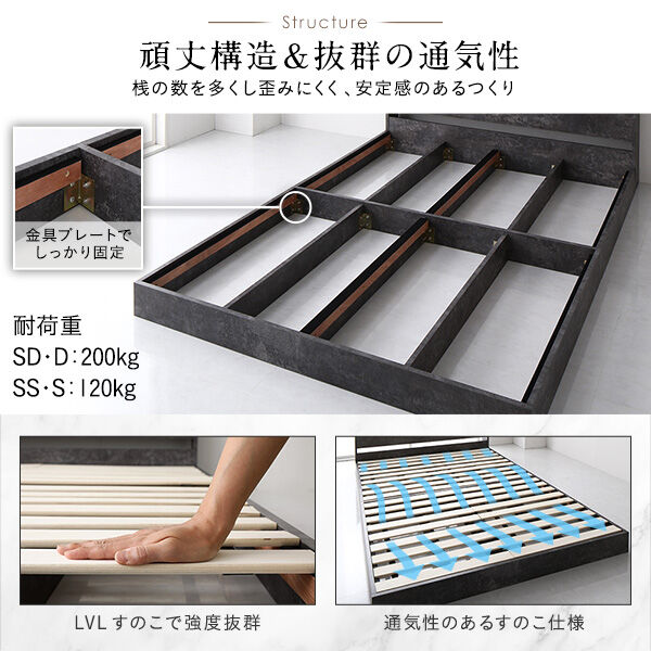 ベッド セミダブル ベッドフレームのみ ストーングレー ds-2499909 fit=scale-down,w=1200