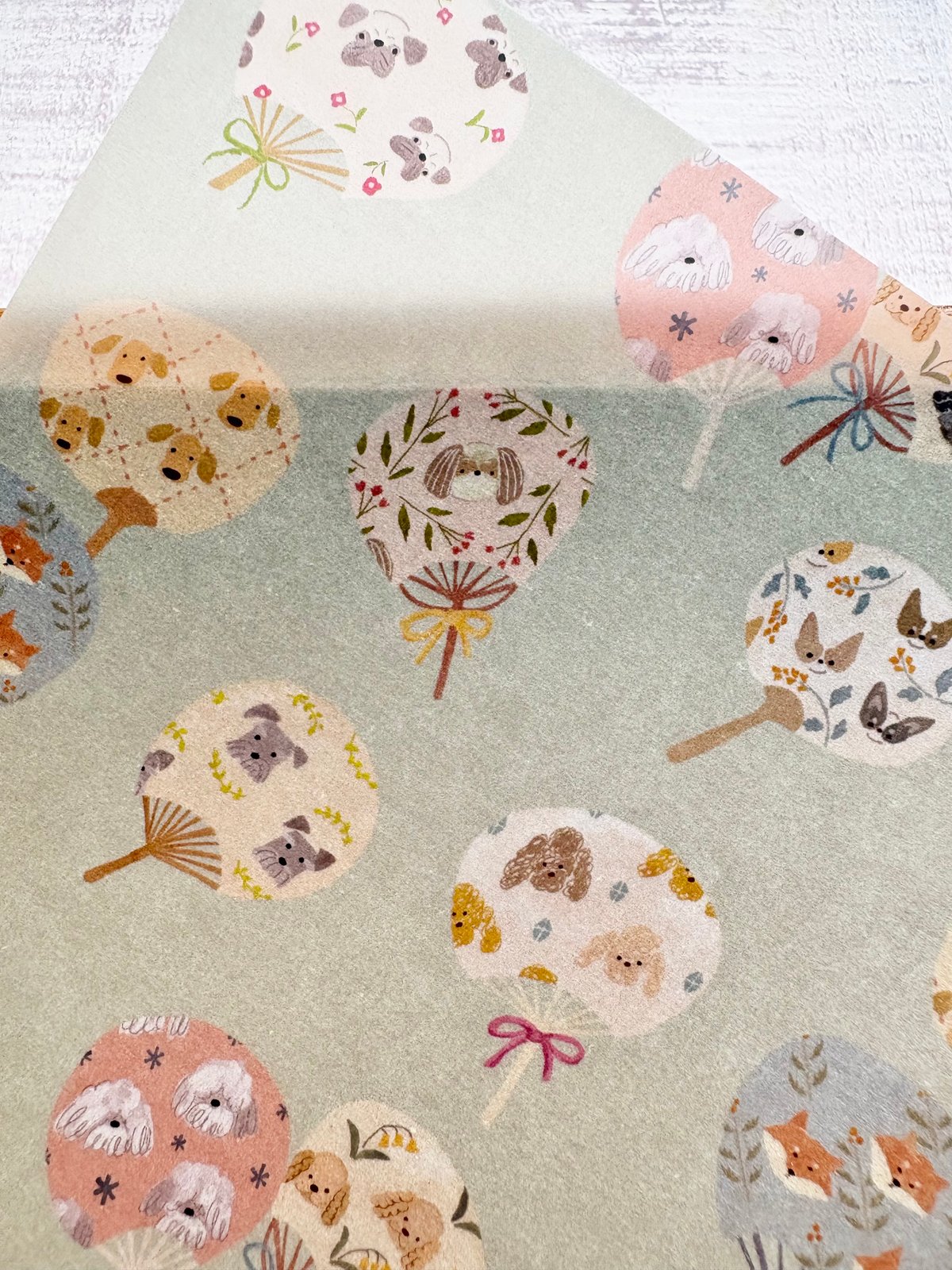 犬のうちわ】透ける模様紙＋マステセット | merinomi | meriBUN STORE