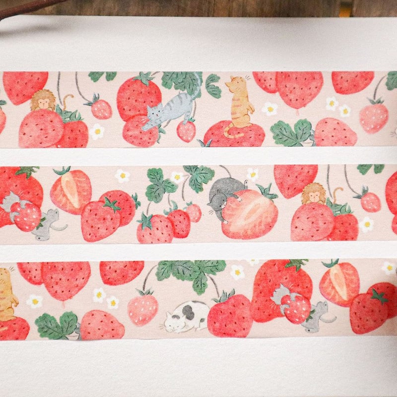 マスキングテープ | 栃木柄（いちごネコ） | meriBUN | meriBUN STORE