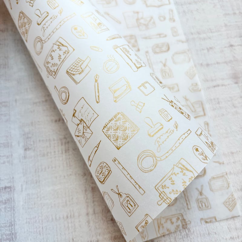 ☆新作☆【ぶんぐ】透ける模様紙（ゴールド）＋キラキラマステセット