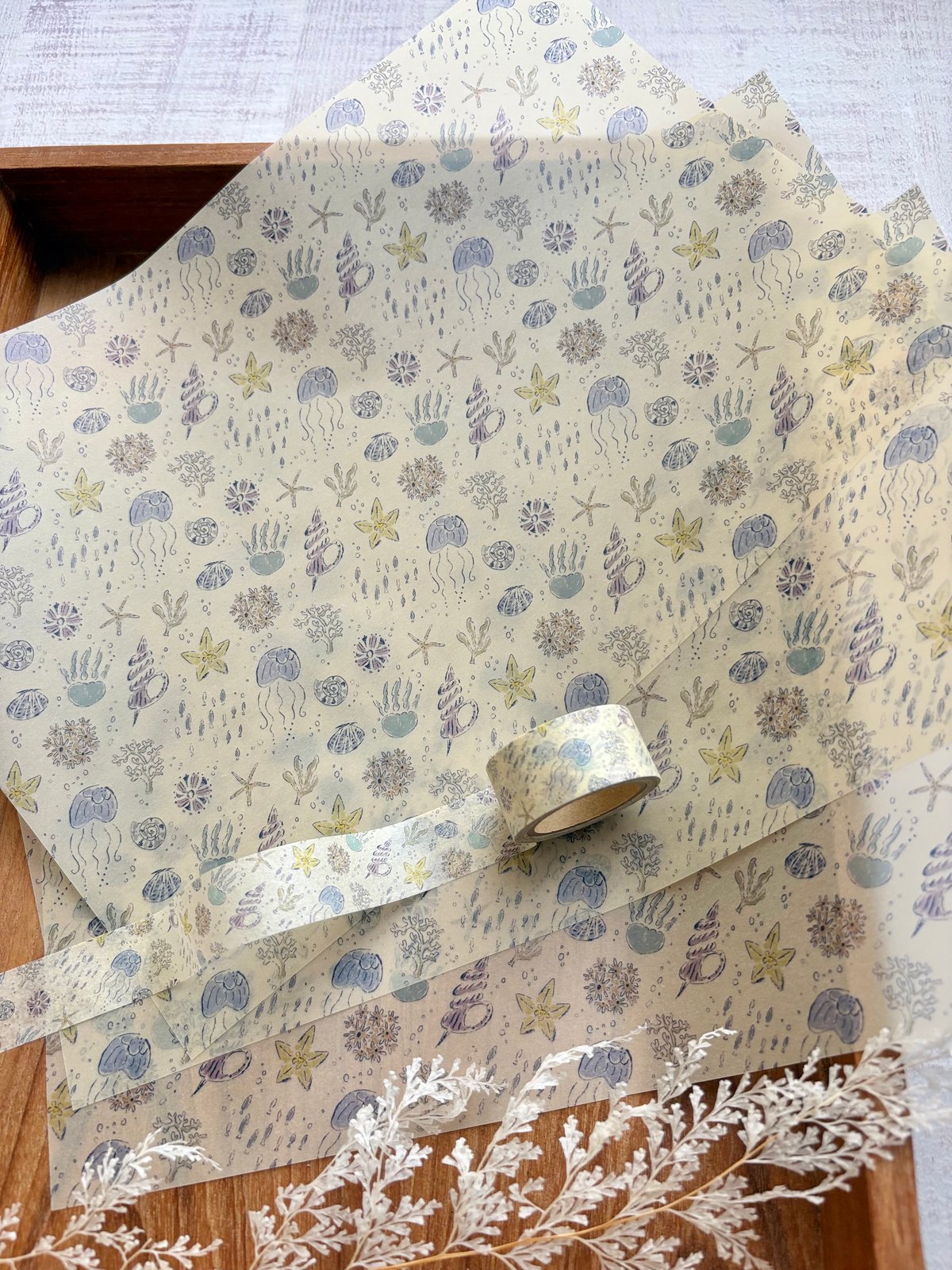 海のいきもの】透ける模様紙＋マステセット | merinomi | meriBUN STORE