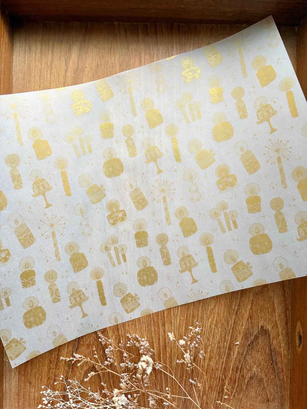 透ける模様紙 | しあわせキャンドル（ゴールド）| merinomi | meriBUN