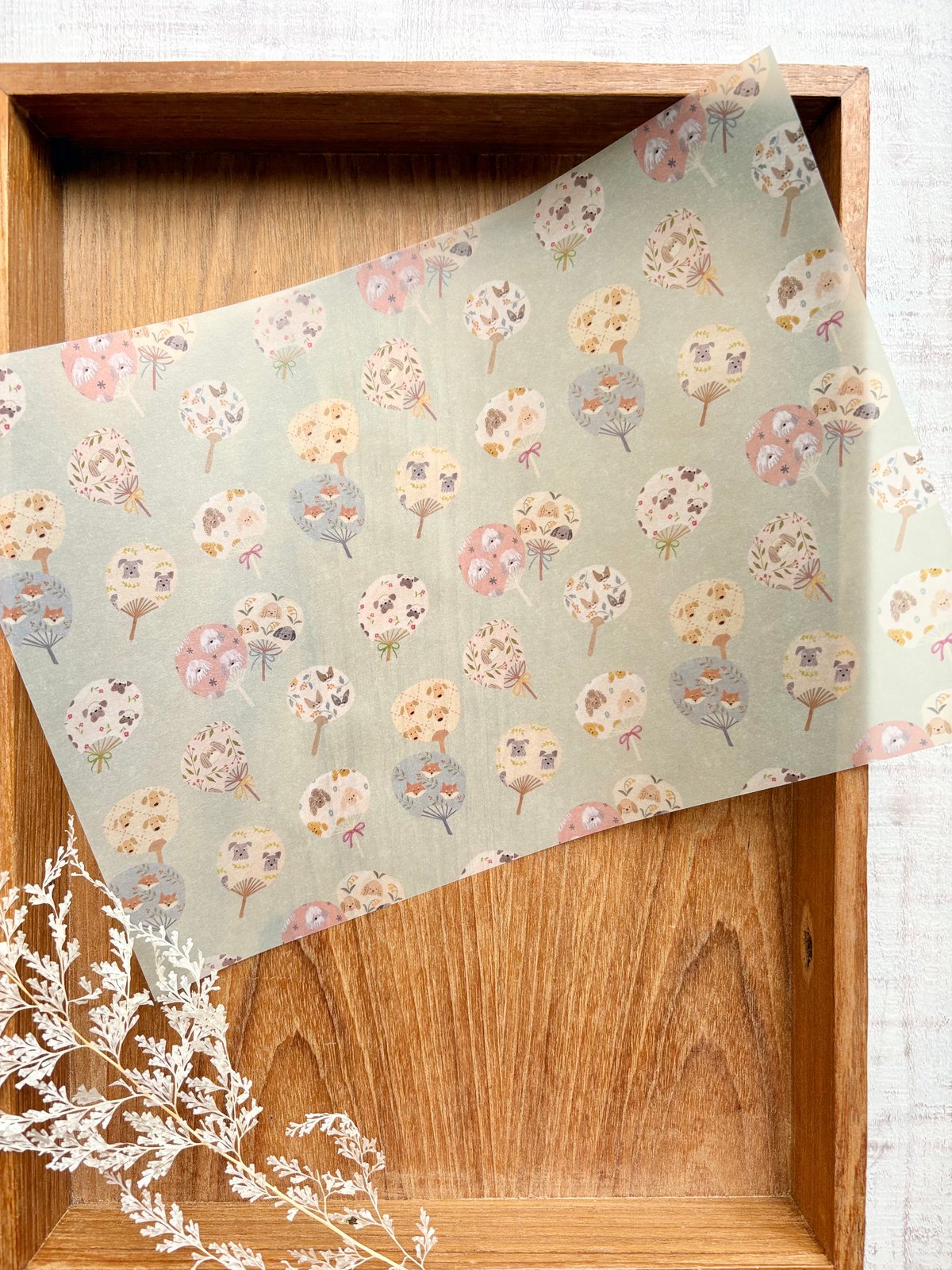 犬のうちわ】透ける模様紙＋マステセット | merinomi | meriBUN STORE