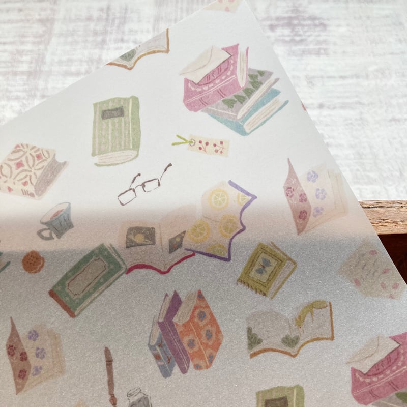 透ける模様紙 | 本と手紙とコーヒーと(ホワイト)| merinomi | meriBUN S