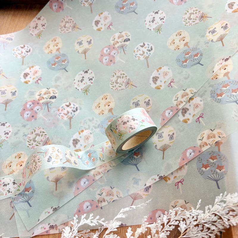 犬のうちわ】透ける模様紙＋マステセット | merinomi | meriBUN STORE