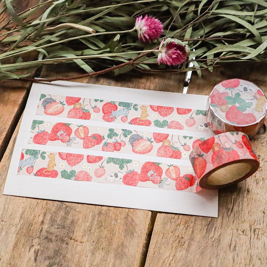 マスキングテープ | 栃木柄（いちごネコ） | meriBUN | meriBUN STORE