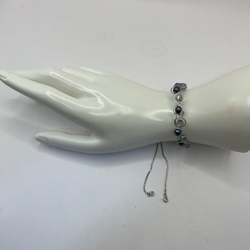 みみ K18淡水パール デザインブレスレット バングル 本真珠 みみ K18