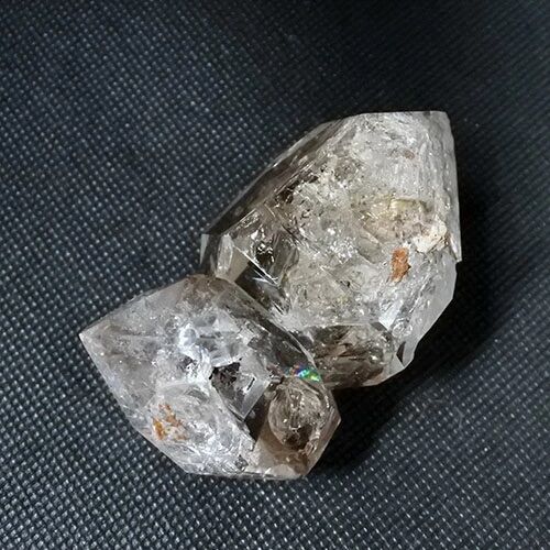 ハーキマーダイヤモンドツイン水晶原石クォーツクリスタル レインボー