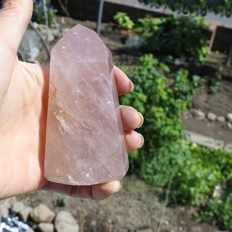 ローズクオーツ 水晶研磨ポイント 紅水晶原石ポイント ROSE QUARTZ
