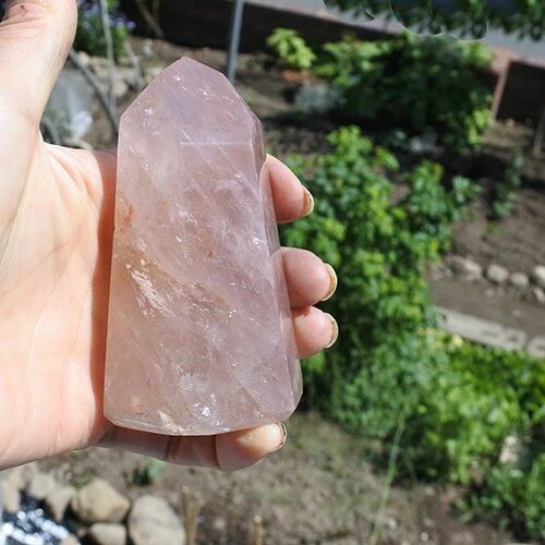 水晶　ローズクオーツ ローズクオーツ 水晶研磨ポイント 紅水晶原石ポイント ROSE QUARTZ