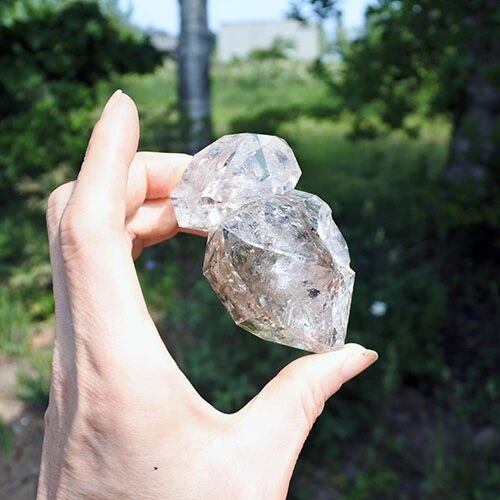 ハーキマーダイヤモンドツイン水晶原石クォーツクリスタル レインボー