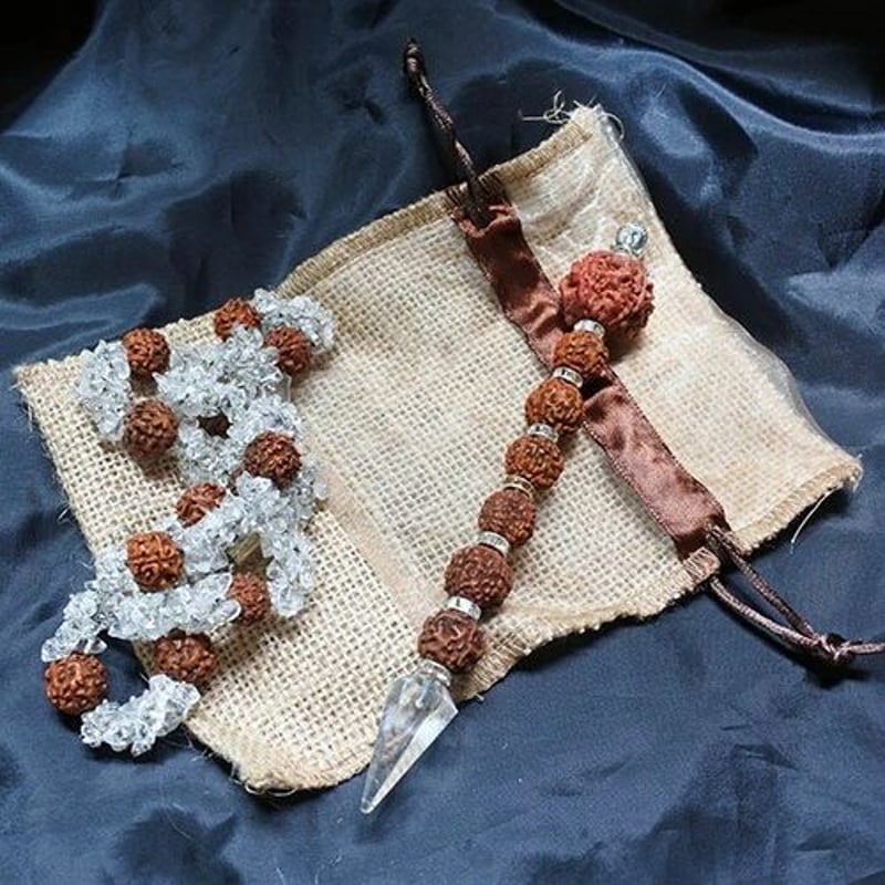 トリックスター様★専用★ネパール産 オールドルドラクシャ ネックレス ルドラクシャ クリスタルクォーツ水晶ワンド＆ネックレスセット