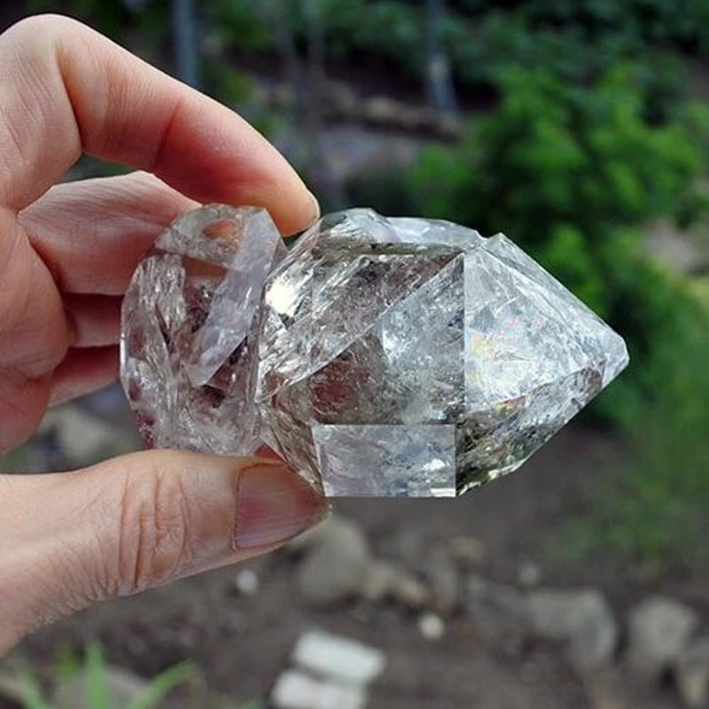 ハーキマーダイヤモンドツイン水晶原石クォーツクリスタル レインボー