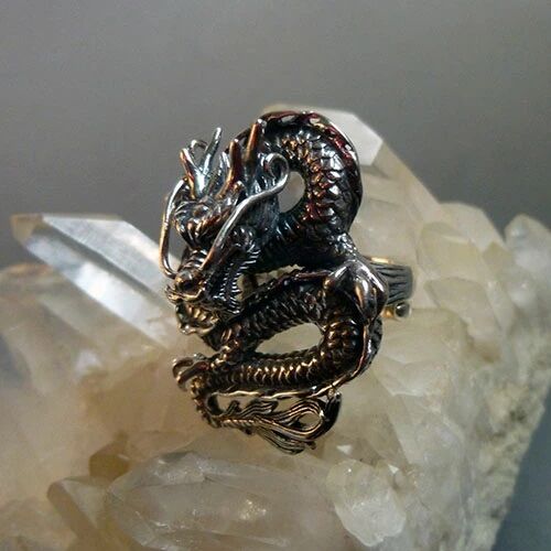 ドラゴンリング スターリングシルバー指環 ユニセックス 龍の指輪15号