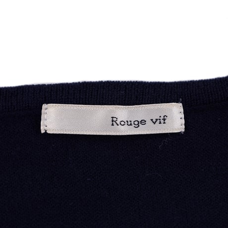 00’s Rouge vif ルージュヴィフ レディースハイゲージクルーネックコットンニットカーディガン フリーサイズ ネイビー（ジャンク商品）