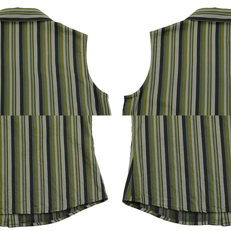 90’s Libertine リベルティンヌ フリル付きノースリーブブラウス T2(M)サイズ グリー系（ジャンク商品）