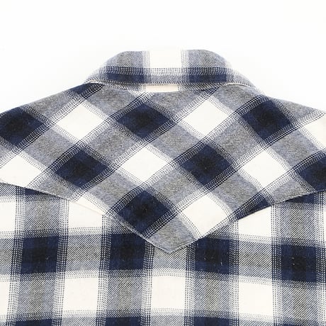 INCERTUS インケルトゥス メンズ 長袖ウエスタン風シャツ Lサイズ（着用実感はMサイズの小さめです）ネイビー/オフホワイト