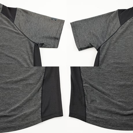 UNDER ARMOUR アンダーアーマー 半袖ラグラン切り替え背中メッシュTシャツ Mサイズ ブ杢チャコールグレー/ブラック