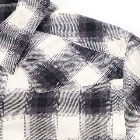 INCERTUS インケルトゥス メンズ 長袖ウエスタン風シャツ Lサイズ（着用実感はMサイズの小さめです） グレー/オフホワイト