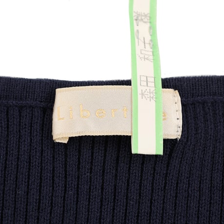 00’s Libertine リベルティンヌ リブ編みクルーネックコットンノースリーブニット 38(M)サイズ ネイビーブルー（ジャンク商品）
