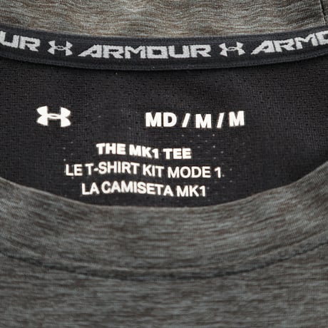 UNDER ARMOUR アンダーアーマー 半袖ラグラン切り替え背中メッシュTシャツ Mサイズ ブ杢チャコールグレー/ブラック