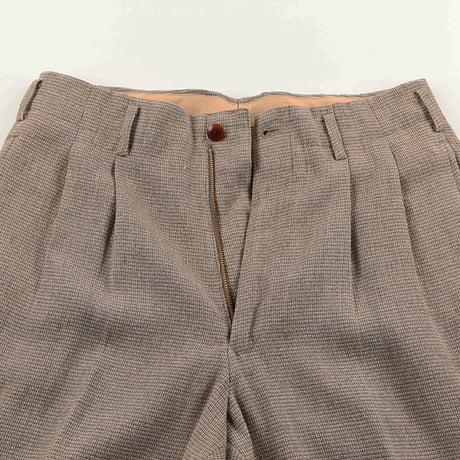 90’s Dezert デザート ウエストベルト切り替えなし2タックテーパードパンツ Mサイズ ライトカーキー ジャンク商品