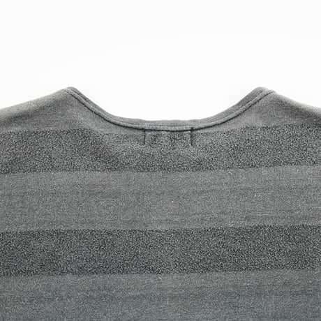 `80s ficce UOMO フィッチェ・ウォーモ 半袖ボーダー柄Tシャツ Mサイズ チャコールグレー ジャンク商品