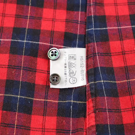 HARRIS ハリス 長袖ボタンダウンチェックシャツ Mサイズ レッド系
