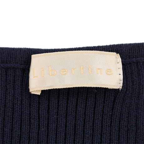 00’s Libertine リベルティンヌ リブ編みクルーネックコットンノースリーブニット 38(M)サイズ ネイビーブルー（ジャンク商品）