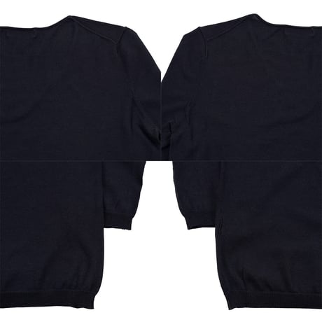 00’s FabianeRoux ファビアンルー 7分袖Vネックコットンニット フリーサイズ ネイビー（ジャンク商品）