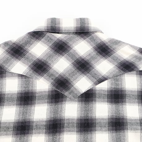 INCERTUS インケルトゥス メンズ 長袖ウエスタン風シャツ Lサイズ（着用実感はMサイズの小さめです） グレー/オフホワイト