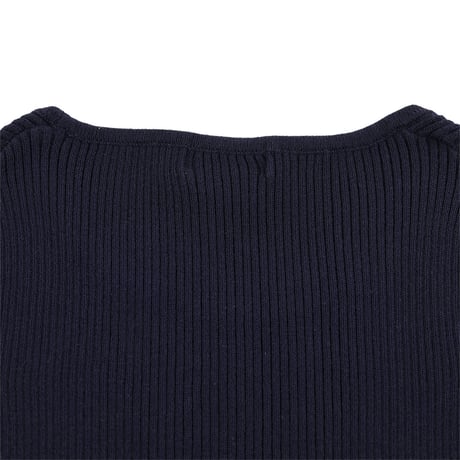 00’s Libertine リベルティンヌ リブ編みクルーネックコットンノースリーブニット 38(M)サイズ ネイビーブルー（ジャンク商品）