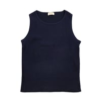 00’s Libertine リベルティンヌ リブ編みクルーネックコットンノースリーブニット 38(M)サイズ ネイビーブルー（ジャンク商品）
