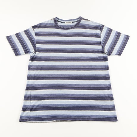 90’s TETE HOMME テット・オム ボーダー半袖Tシャツ Mサイズ ブルーベース ジャンク商品