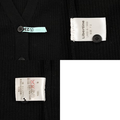 00’s Libertine リベルティンヌ リブ編みカーデイガンカットソー仕上げ T2(M)サイズ ブラック（ジャンク商品）