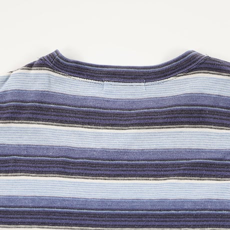 90’s TETE HOMME テット・オム ボーダー半袖Tシャツ Mサイズ ブルーベース ジャンク商品