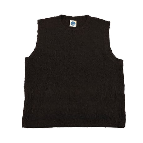 90’s Nacre ナクル シャギーアルパカクルーネックニットベスト フリーサイズ ブラック（ジャンク商品）