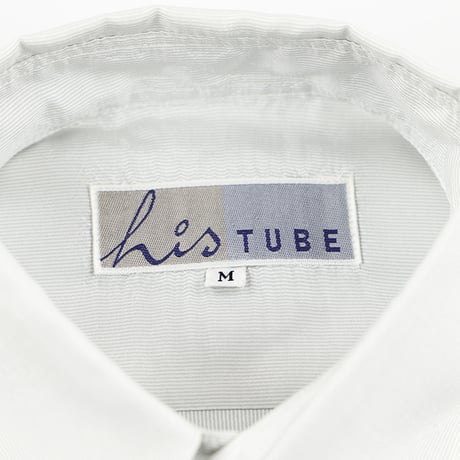 90’S his TUBE ヒズ・チューブ メンズ長袖コードレーンタイプシャツ Mサイズ ライトグレー ジャンク商品