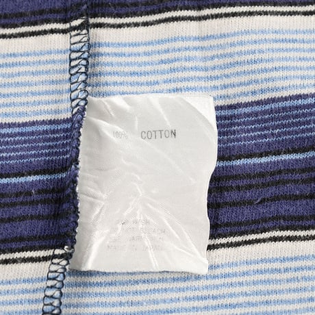 90’s TETE HOMME テット・オム ボーダー半袖Tシャツ Mサイズ ブルーベース ジャンク商品