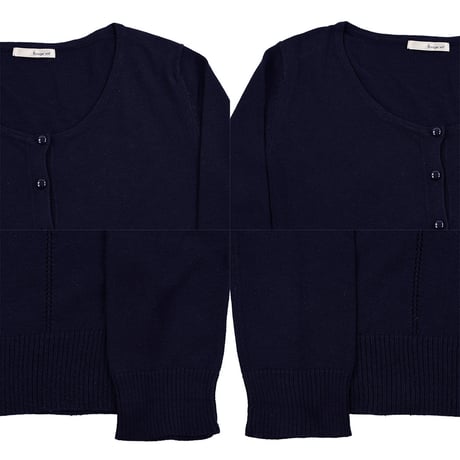 00’s Rouge vif ルージュヴィフ レディースハイゲージクルーネックコットンニットカーディガン フリーサイズ ネイビー（ジャンク商品）