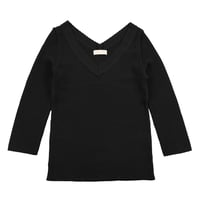 00’s Libertine リベルティンヌ 7分袖Vネックウールニットカットソー仕上げ 38(M)サイズ ブラック（ジャンク商品）