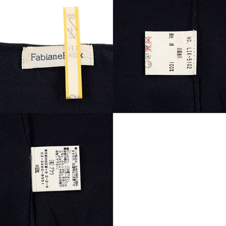 00’s FabianeRoux ファビアンルー 7分袖Vネックコットンニット フリーサイズ ネイビー（ジャンク商品）