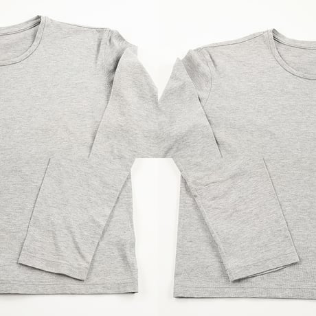 ユナイテッドアローズ iNCERTUS インケルトゥス(時しらず) クルーネック長袖Tシャツ Mサイズ 杢グレー ネーム切り取り ピンホールあり