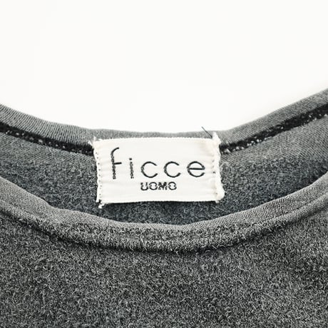 `80s ficce UOMO フィッチェ・ウォーモ 半袖ボーダー柄Tシャツ Mサイズ チャコールグレー ジャンク商品