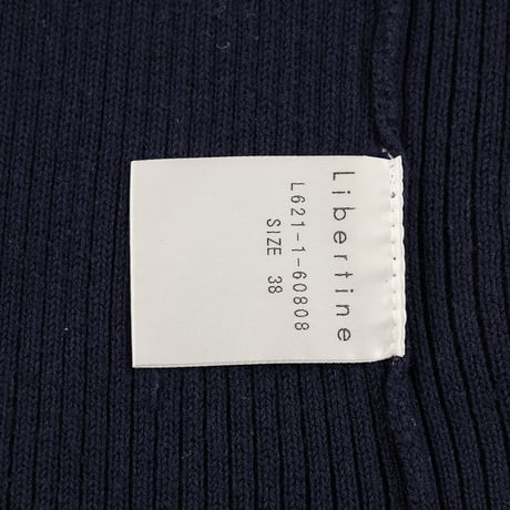 00’s Libertine リベルティンヌ リブ編みクルーネックコットンノースリーブニット 38(M)サイズ ネイビーブルー（ジャンク商品）
