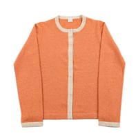 00’s Harriss ハリス カシミヤ混レディースクレリッククルーネックニットカーディガン フリーサイズ オレンジベース（ジャンク商品）