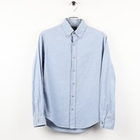 HARRISS ハリス メンズ 長袖オックスフォードドットプリントボタンダウンシャツ Mサイズ ブルー系